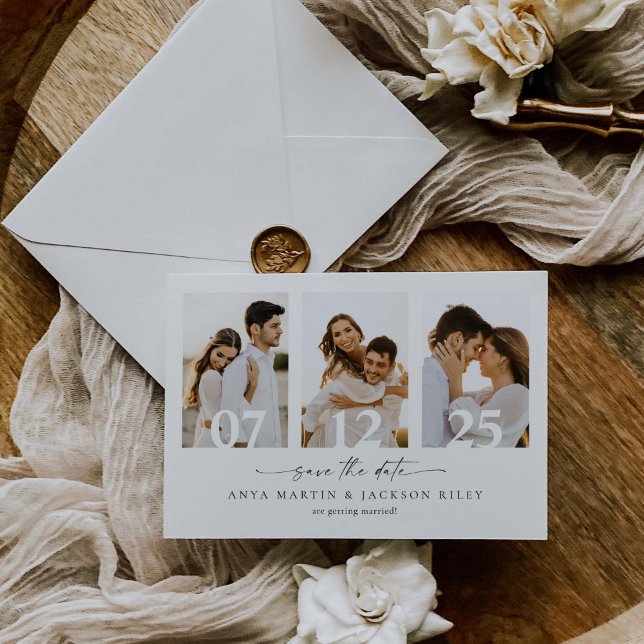 Carte d'annonce de date de mariage à photo carrée (Créateur téléchargé)