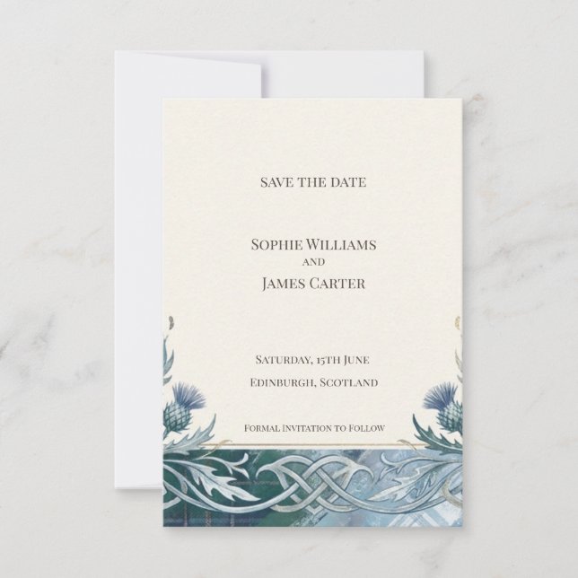 Carte d'annonce de date de mariage Dark Teal Celti (Devant)