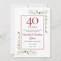 Carte d'annonce de date de sauvegarde du 40e anniv