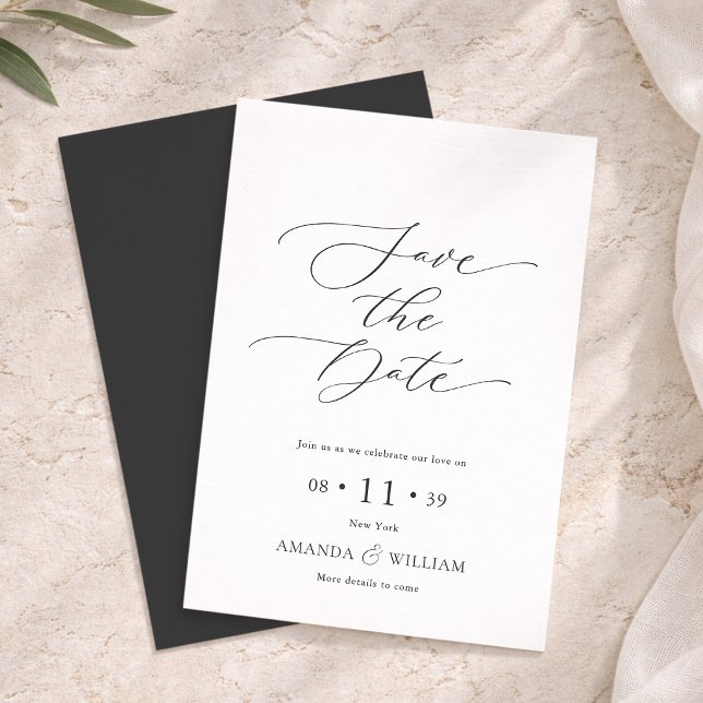 Carte d'annonce de date élégante à l'écriture manu (Créateur téléchargé)