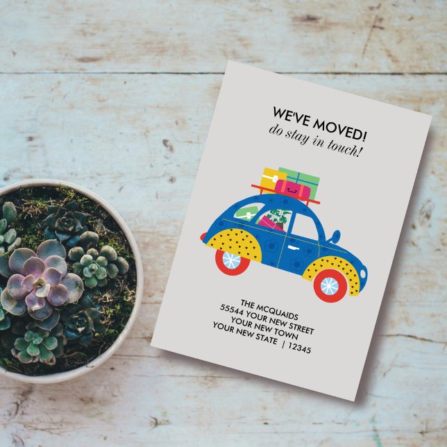Carte d'annonce de déménagement de voiture colorée (Créateur téléchargé)