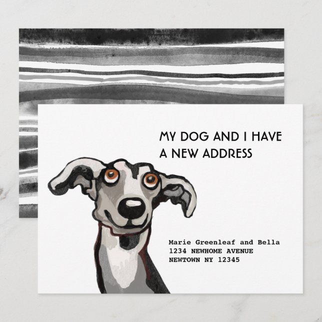 Carte d'annonce de déménagement de Whippet et moi (Devant / Derrière)