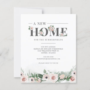 Carte d'annonce de déménagement floral 'Budget, no