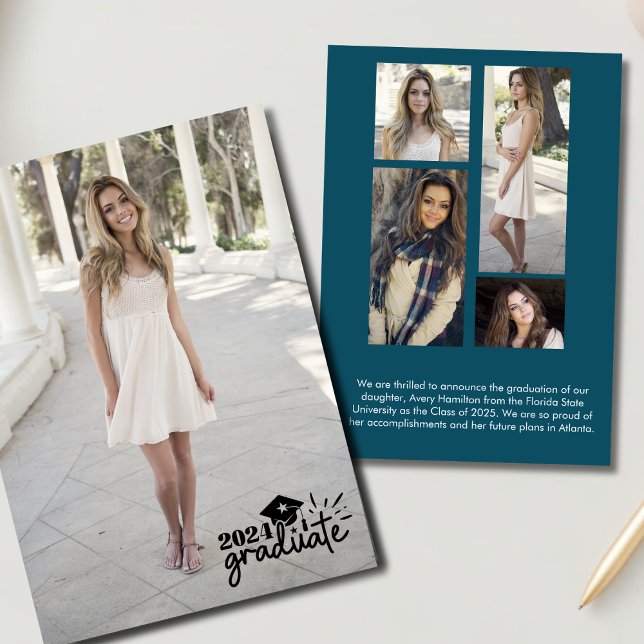 Carte d'annonce de diplômé 2024 5 photos (Créateur téléchargé)