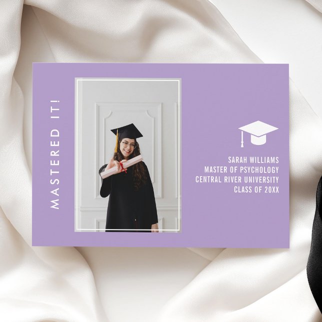 Carte d'annonce de diplôme de master chic minimal  (Créateur téléchargé)