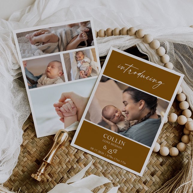 Carte d'annonce de faire-part de bébé avec collage (Créateur téléchargé)