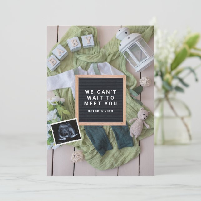 Carte d'annonce de grossesse bébé à accueillir, Se (Debout devant)