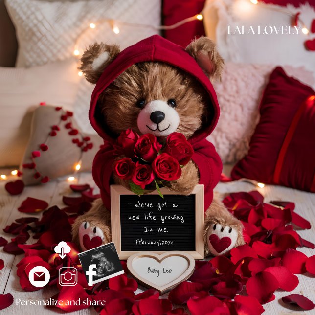 Carte d'annonce de grossesse bébé Saint-Valentin (Créateur téléchargé)