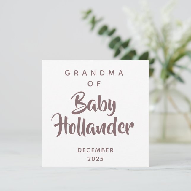 Carte d'annonce de grossesse de grand-mère de bébé (Debout devant)