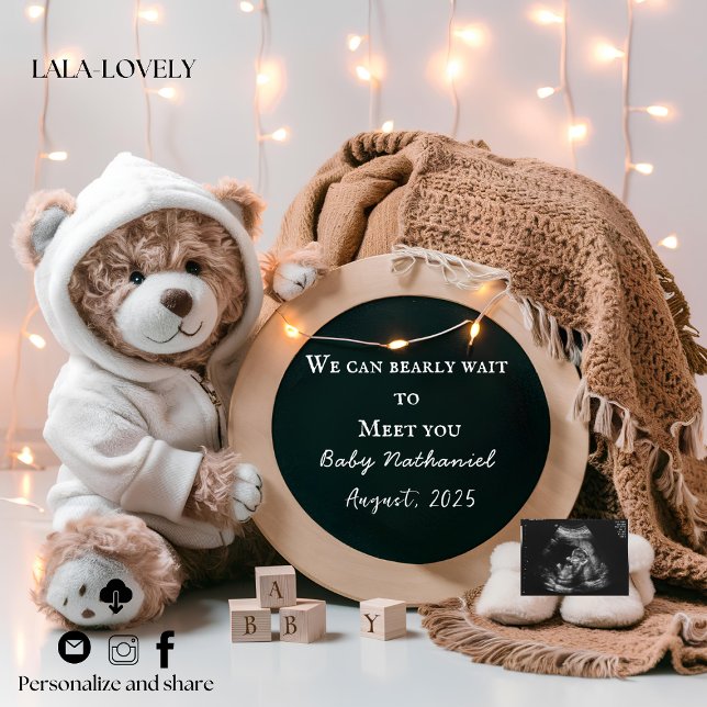 Carte d'annonce de grossesse neutre modifiable (Créateur téléchargé)