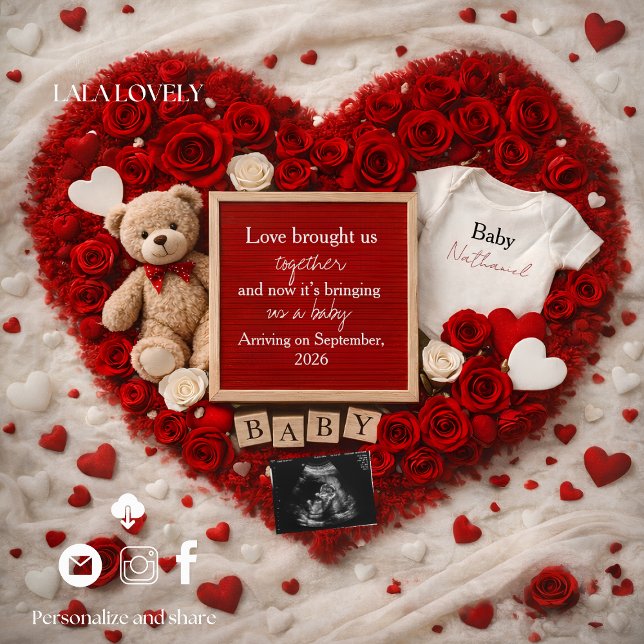 Carte d'annonce de grossesse pour bébé romantique (Créateur téléchargé)