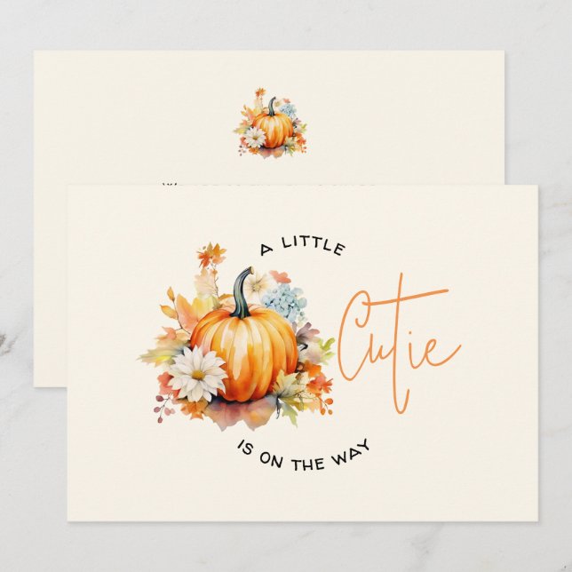 Carte d'annonce de grossesse Pumpkin Cutie (Devant / Derrière)