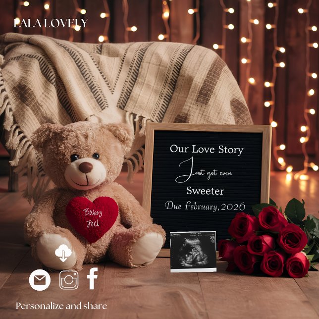 Carte d'annonce de grossesse Teddy Love & Baby (Créateur téléchargé)