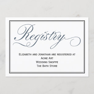 Carte d'annonce de liste de mariage en écriture Bl