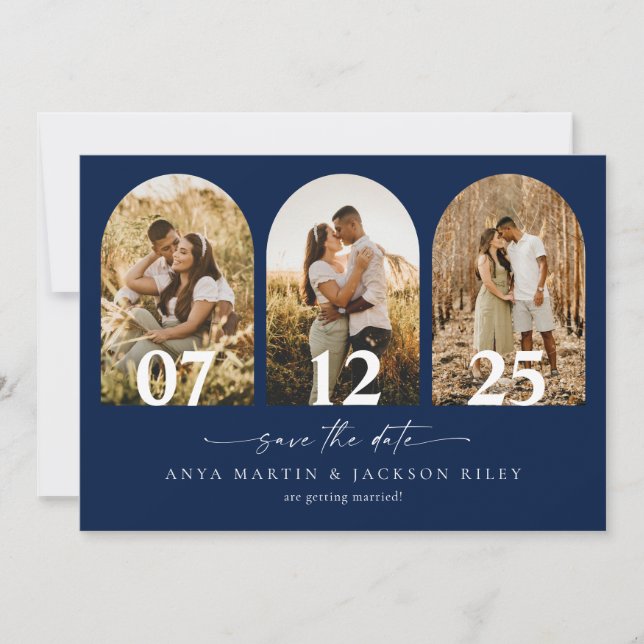 Carte d'annonce de mariage à photo d'arche 'Save T (Devant)