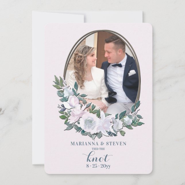 Carte d'annonce de mariage avec photo florale en c (Devant)