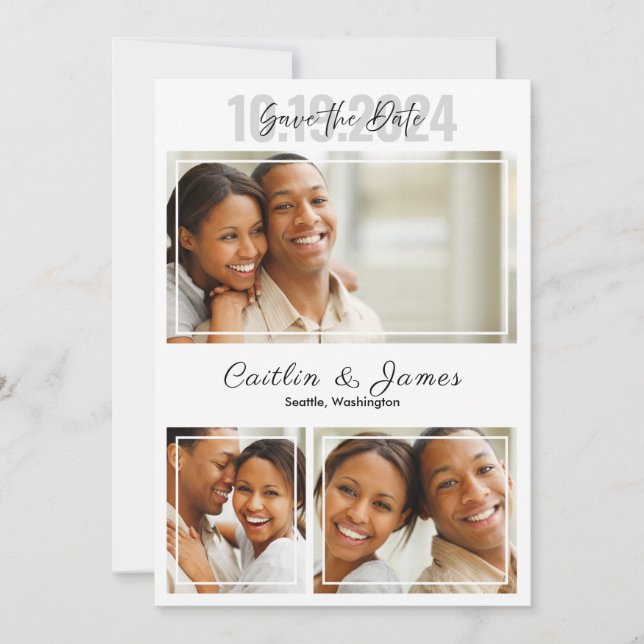 Carte d'annonce de mariage avec photo "Save the Da (Devant)