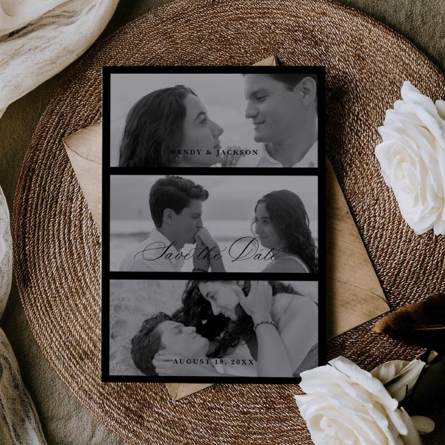 Carte d'annonce de mariage chic et large avec phot (Créateur téléchargé)