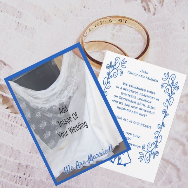 Carte d'annonce de mariage Cloches Bleu Saphir (Créateur téléchargé)