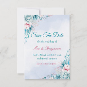 Carte d'annonce de mariage élégante à fleurs sarce