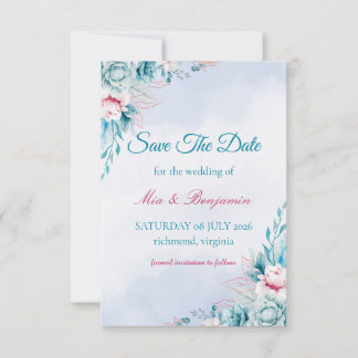 Carte d'annonce de mariage élégante à fleurs sarce