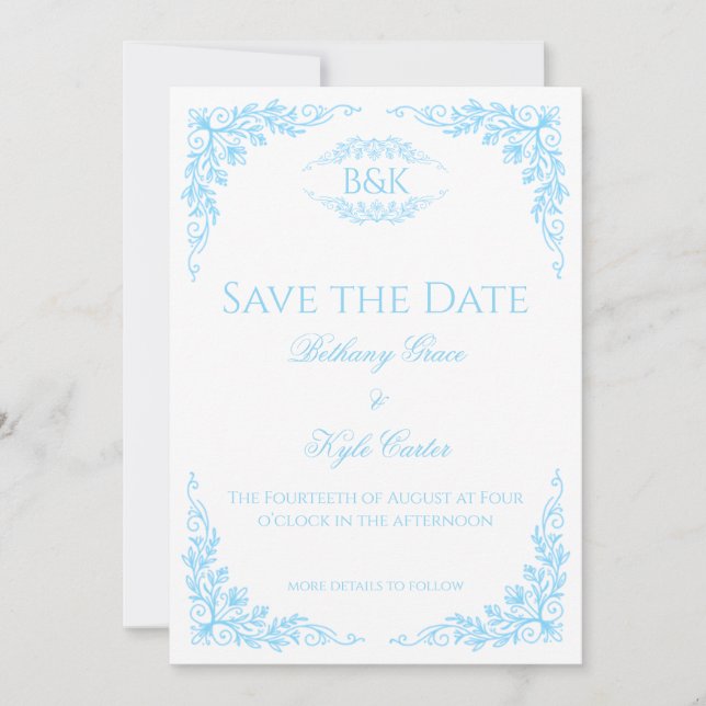 Carte d'annonce de mariage élégante à monogramme f (Devant)