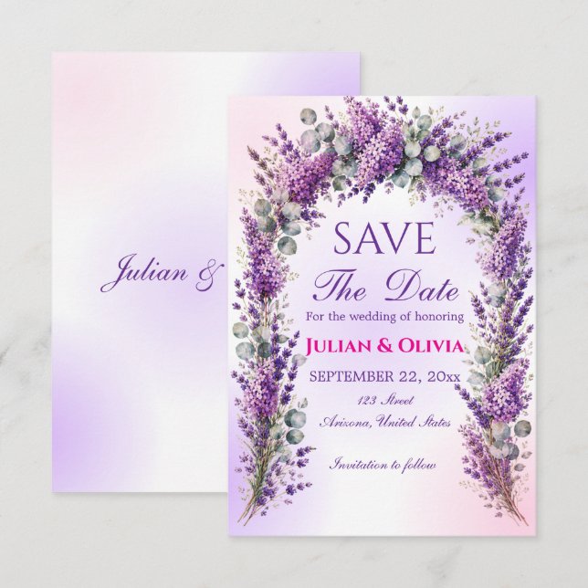Carte d'annonce de mariage élégante avec arceau de (Devant / Derrière)