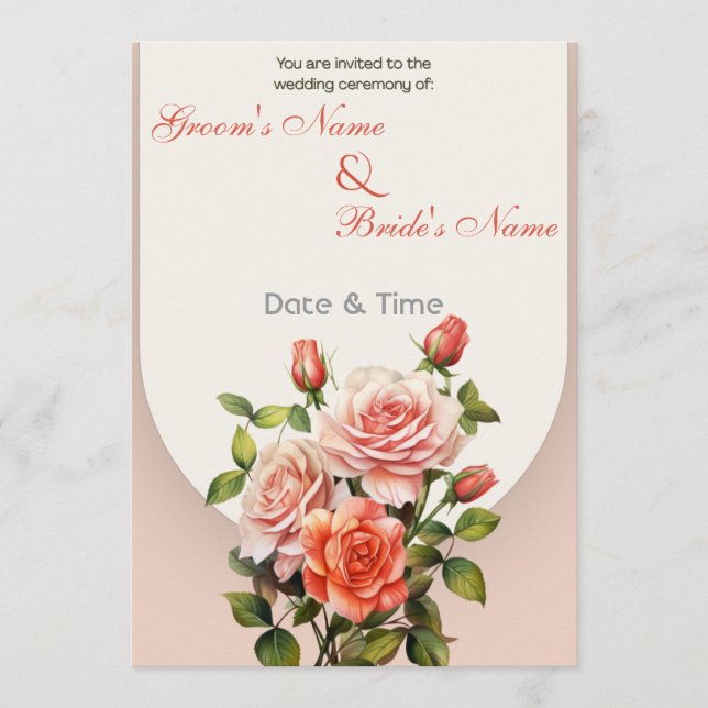Carte d'annonce de mariage Élégante Rose Arch (Devant)