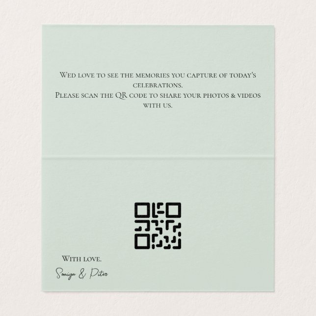 Carte d'annonce de mariage élégante vert sauge (Inside Unfolded)