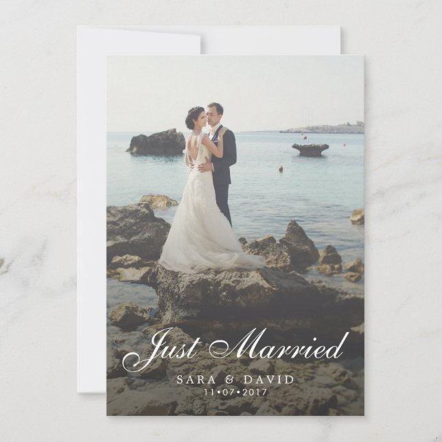 Carte d'annonce de mariage évasion pour jeunes mar (Devant)