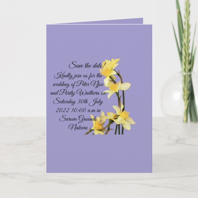 Carte d'annonce de mariage Fleur de Narcisse Jaune (Devant)
