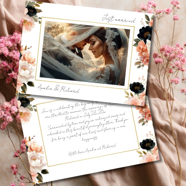 Carte d'annonce de mariage florale élégante (Créateur téléchargé)