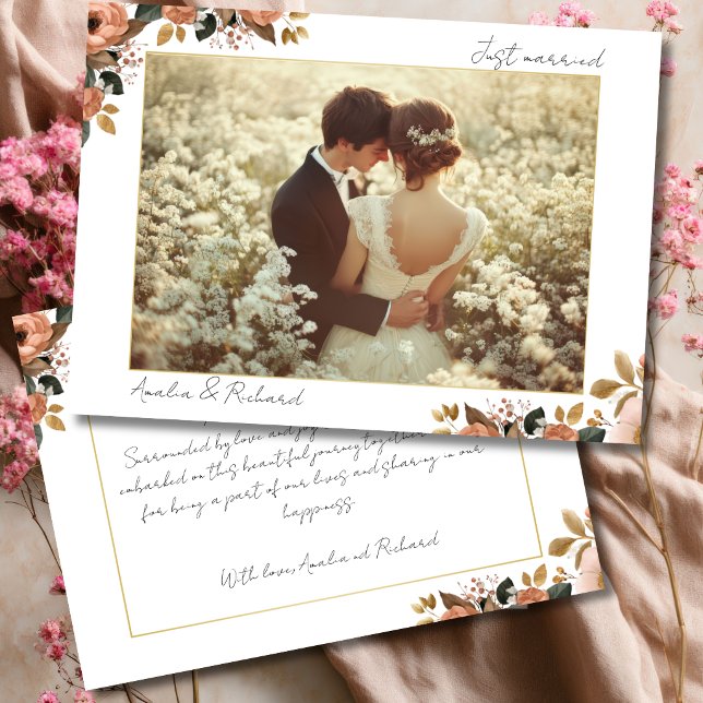 Carte d'annonce de mariage florale élégante (Créateur téléchargé)