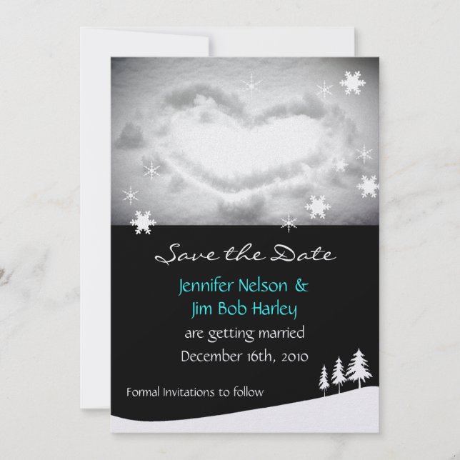 Carte d'annonce de mariage hivernal (Devant)