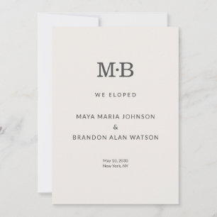 Carte d'annonce de mariage minimaliste moderne