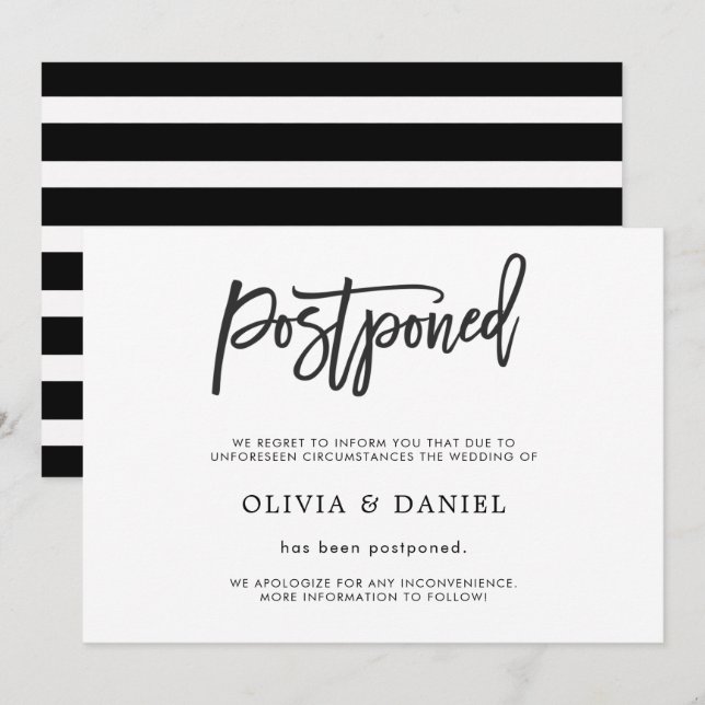 Carte d'annonce de mariage reporté simple (Devant / Derrière)