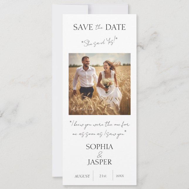 Carte d'annonce de mariage "Sauvez la date" (Devant)