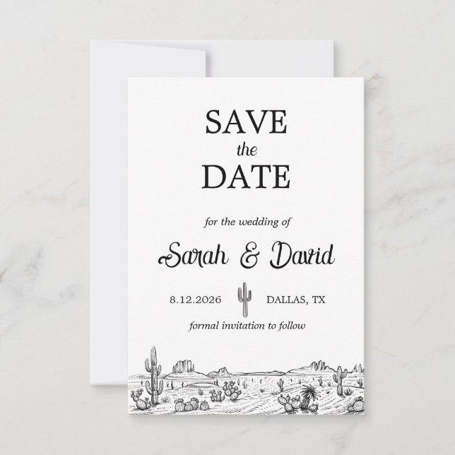 Carte d'annonce de mariage western vintage "Save t (Devant)