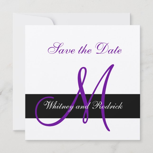 Carte d'annonce de monogramme Simple Save the Date (Devant)