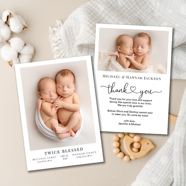 Carte d'annonce de naissance à plat avec photo Deu (Créateur téléchargé)