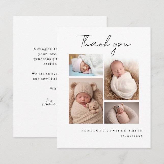 Carte d'annonce de naissance avec plusieurs photos (Devant / Derrière)