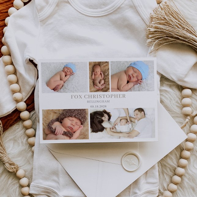Carte d'annonce de naissance bébé en collage photo (Créateur téléchargé)