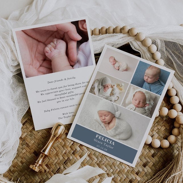 Carte d'annonce de naissance bébé en collage photo (Créateur téléchargé)