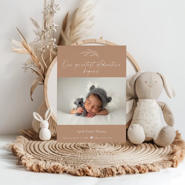 Carte d'annonce de naissance bébé photo en terre c (Créateur téléchargé)