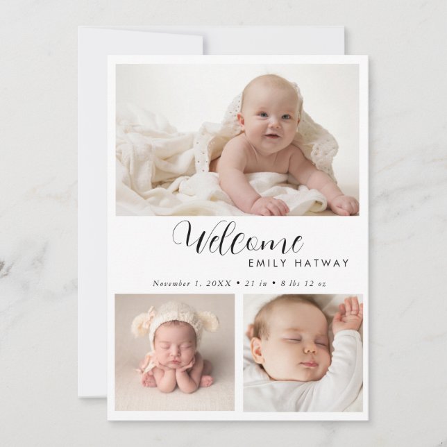 Carte d'annonce de naissance | Bienvenue Collage p (Devant)