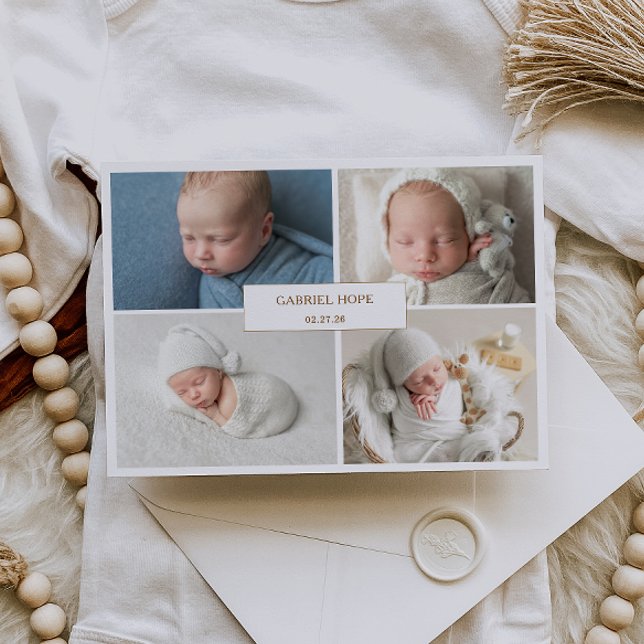 Carte d'annonce de naissance chic et minimale avec (Créateur téléchargé)