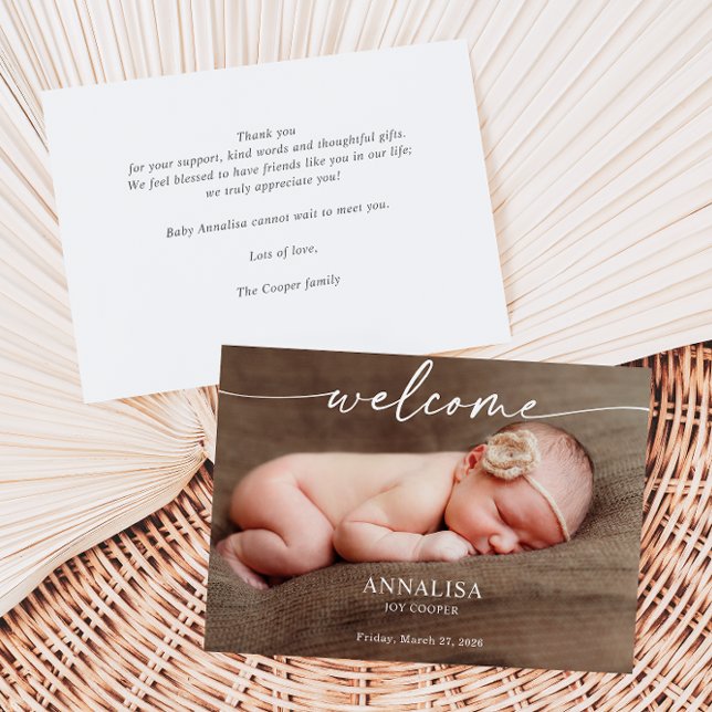 Carte d'annonce de naissance de bébé avec photo et (Créateur téléchargé)