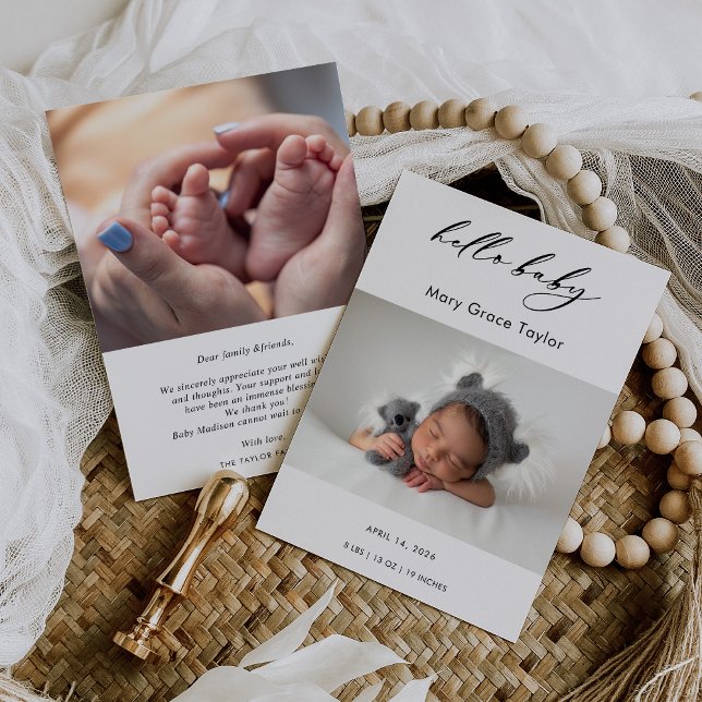 Carte d'annonce de naissance de bébé avec photo et (Créateur téléchargé)