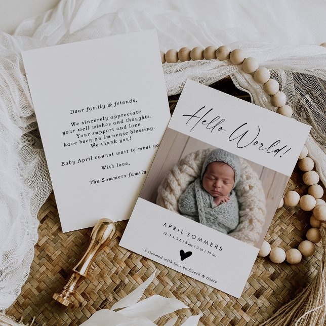 Carte d'annonce de naissance de bébé avec photo He (Créateur téléchargé)