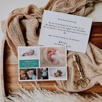 Carte d'annonce de naissance de bébé en collage ph